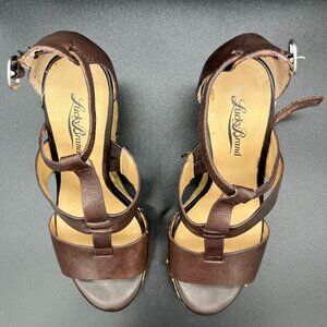 SALE! Lucky brand wedge sandals, dark brown leather, 7M size